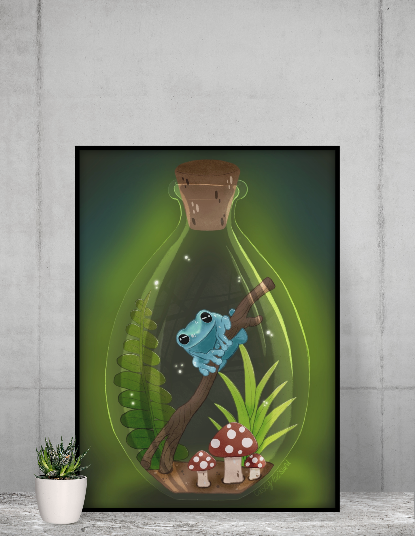 Frog in Jar Poster with border