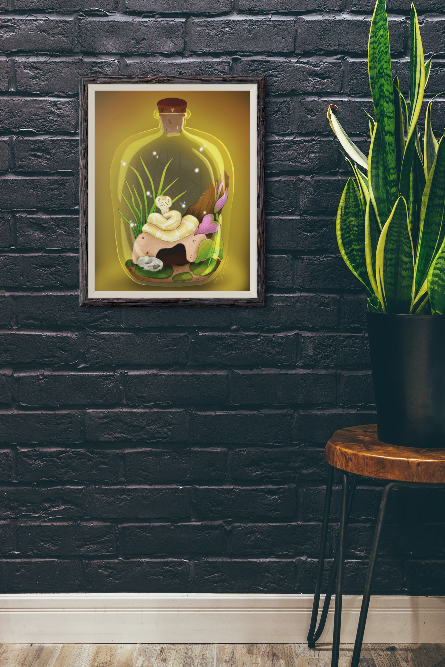 Ball Python in Jar Framed matte paper poster