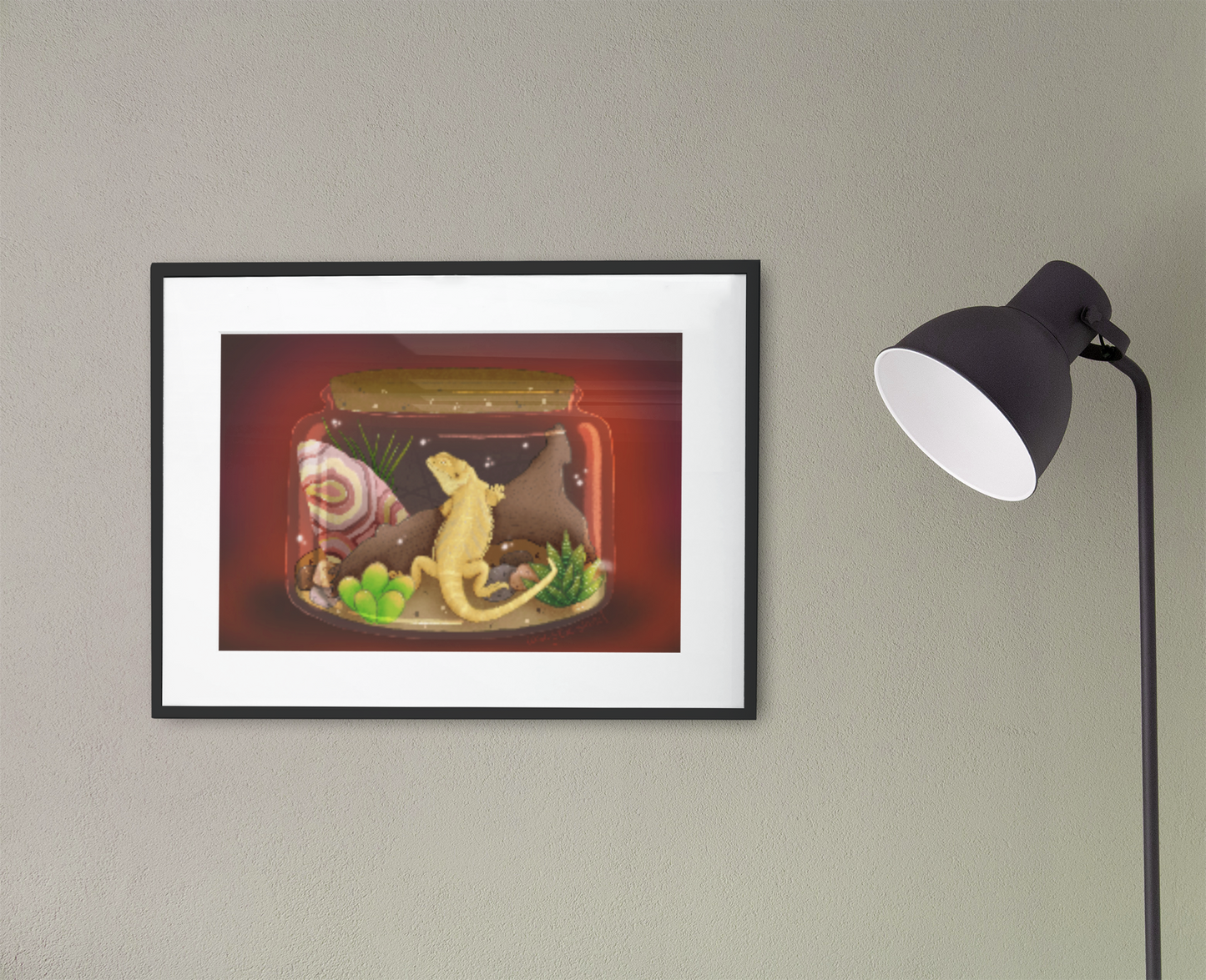 Bearded Dragon in Jar Framed matte paper poster