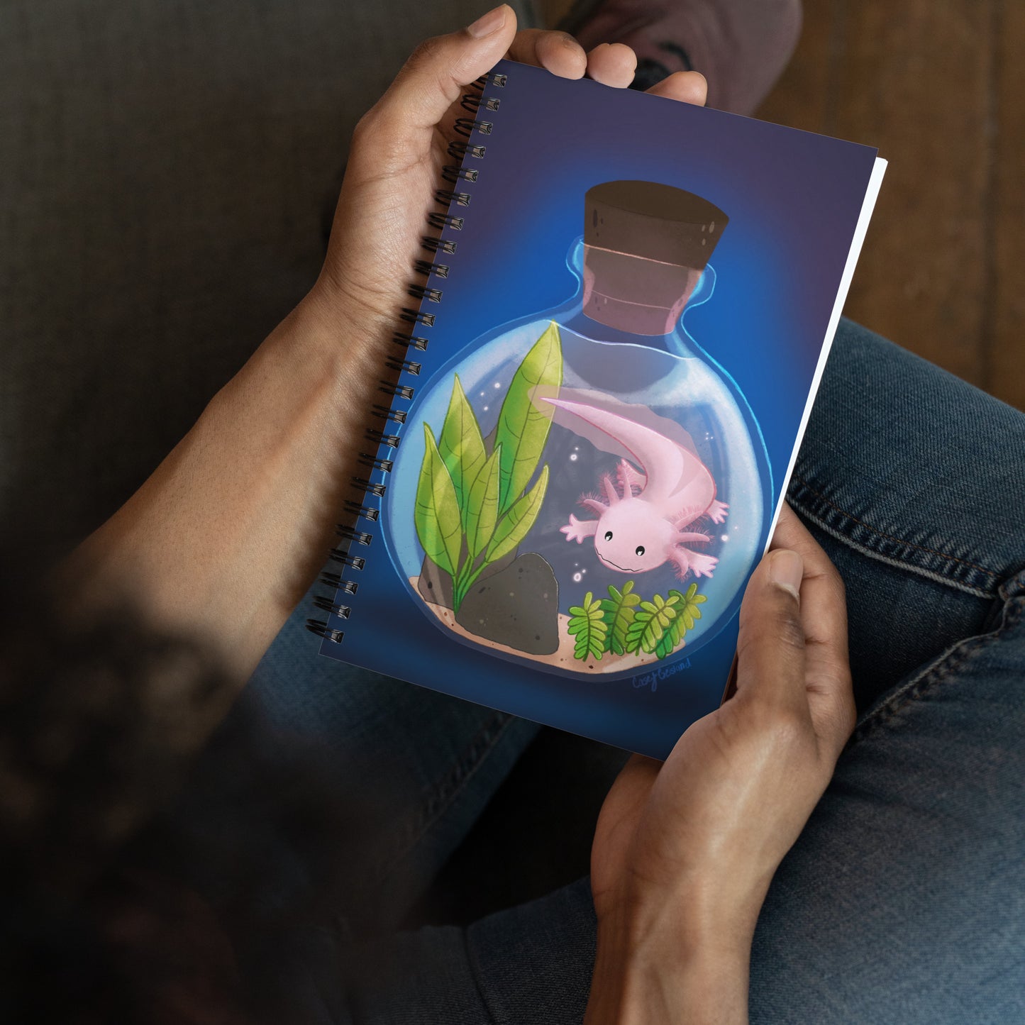 Axolotl in Jar Spiral notebook