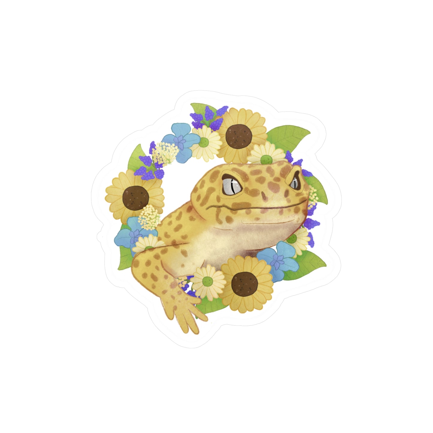 Yellow and Purple Floral Leopard Gecko Kiss-Cut Vinyl Decals