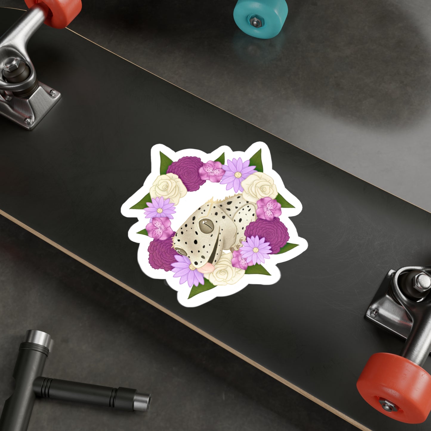 Purple Flower Crested Gecko Kiss-Cut Vinyl Decals