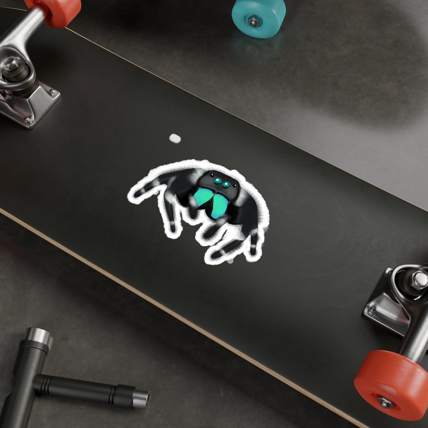 Teal Jumping Spider Kiss-Cut Vinyl Decals