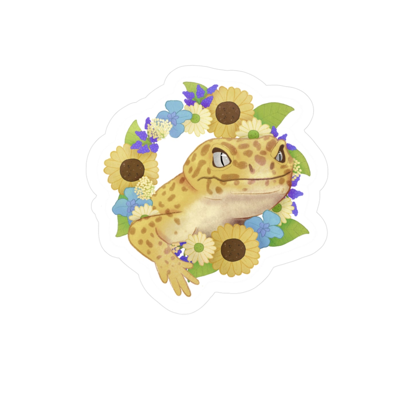 Yellow and Purple Floral Leopard Gecko Kiss-Cut Vinyl Decals