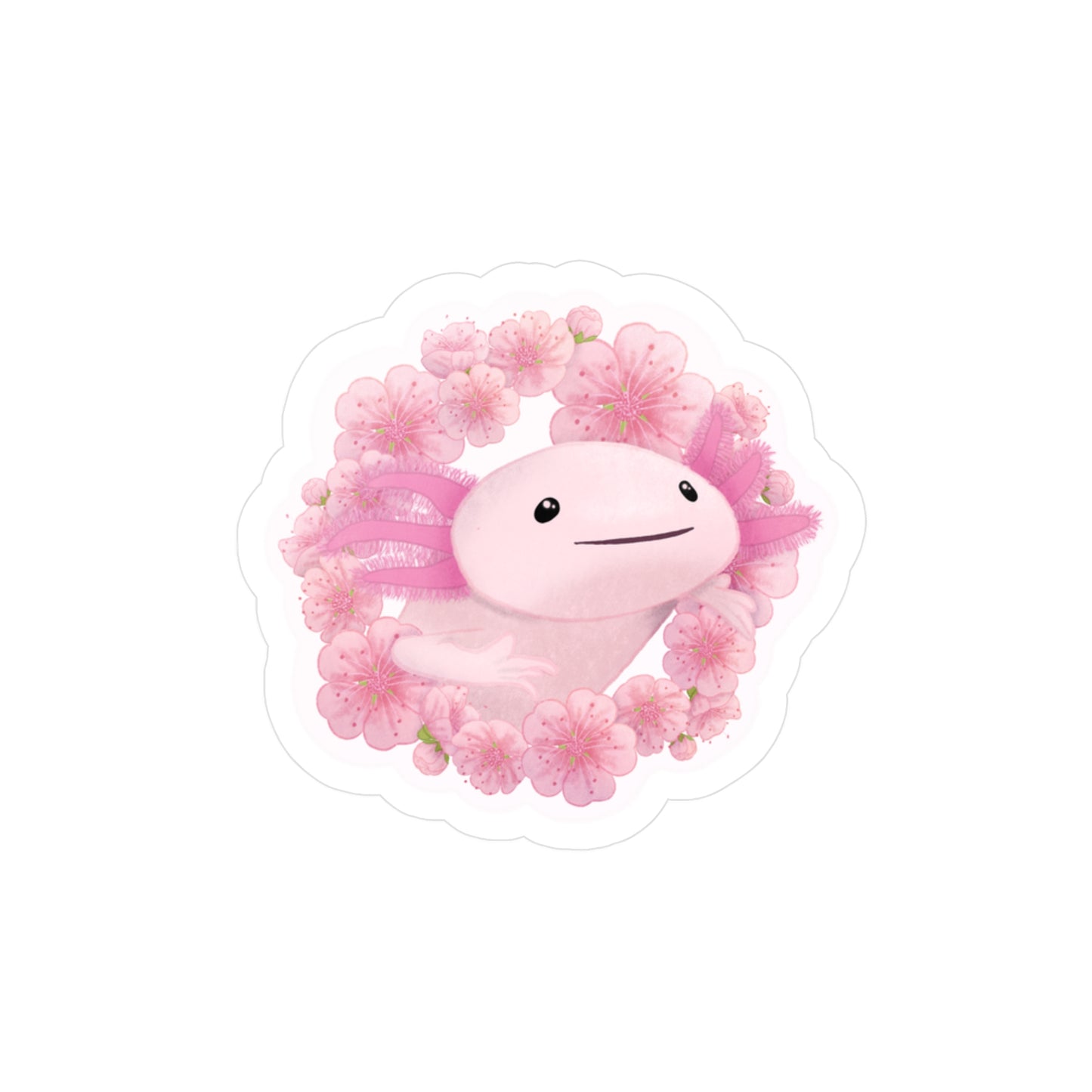 Cherry Blossom Axolotl Kiss-Cut Vinyl Decals