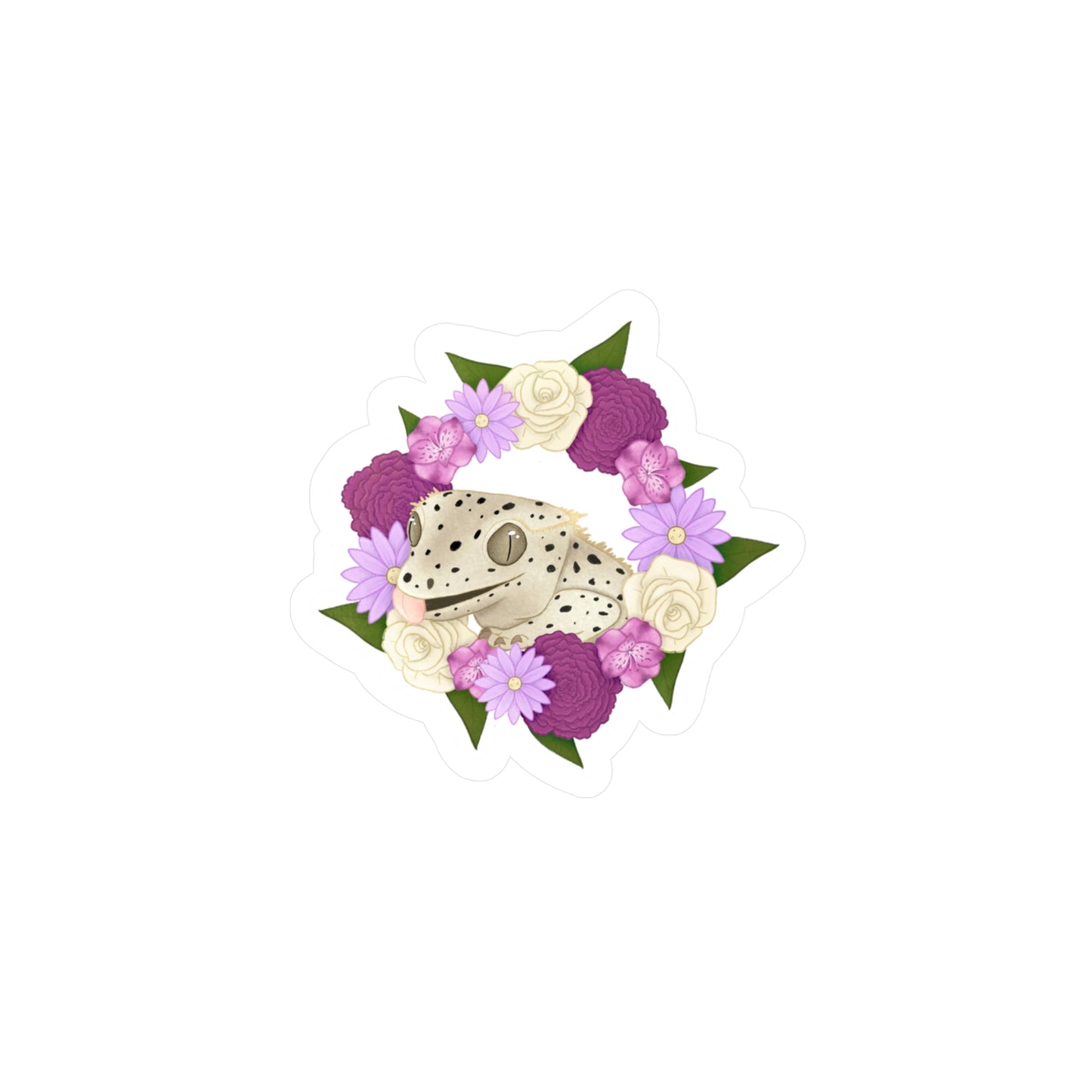 Purple Flower Crested Gecko Kiss-Cut Vinyl Decals