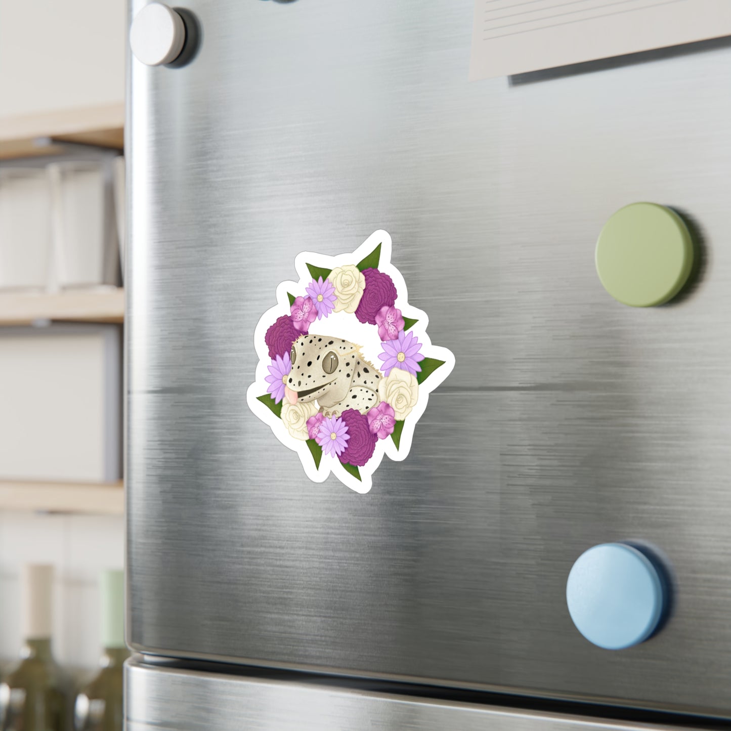 Purple Flower Crested Gecko Kiss-Cut Vinyl Decals