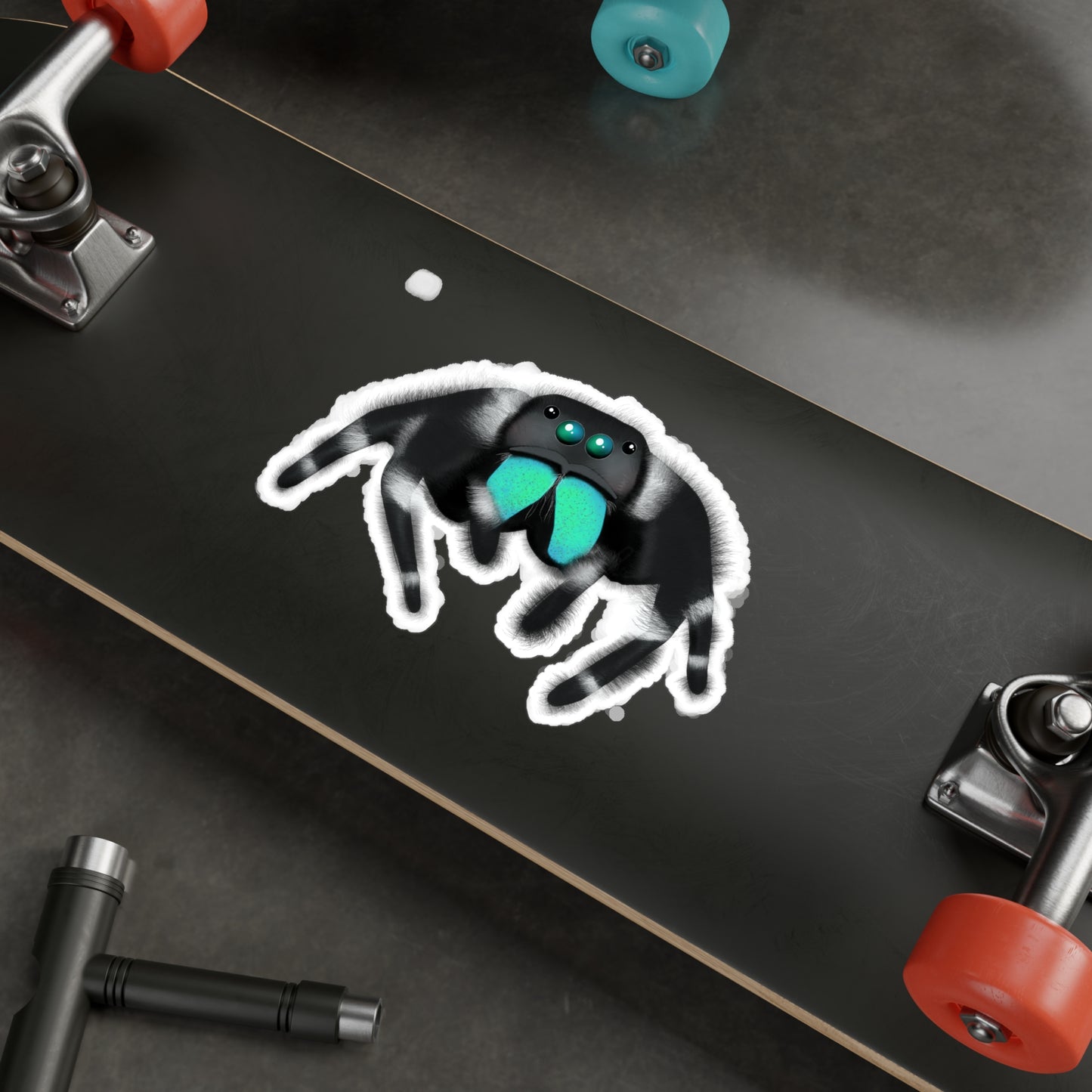 Teal Jumping Spider Kiss-Cut Vinyl Decals