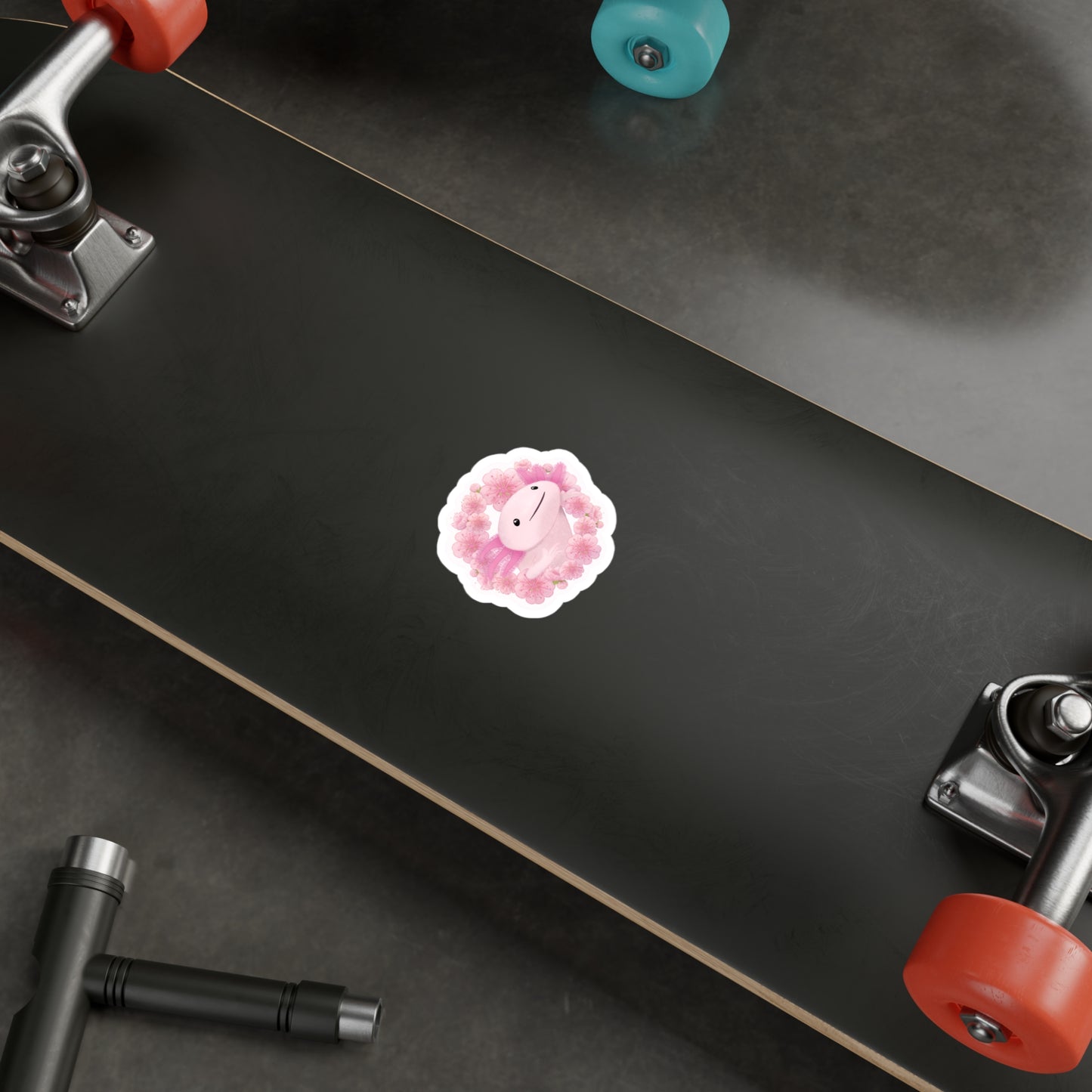Cherry Blossom Axolotl Kiss-Cut Vinyl Decals
