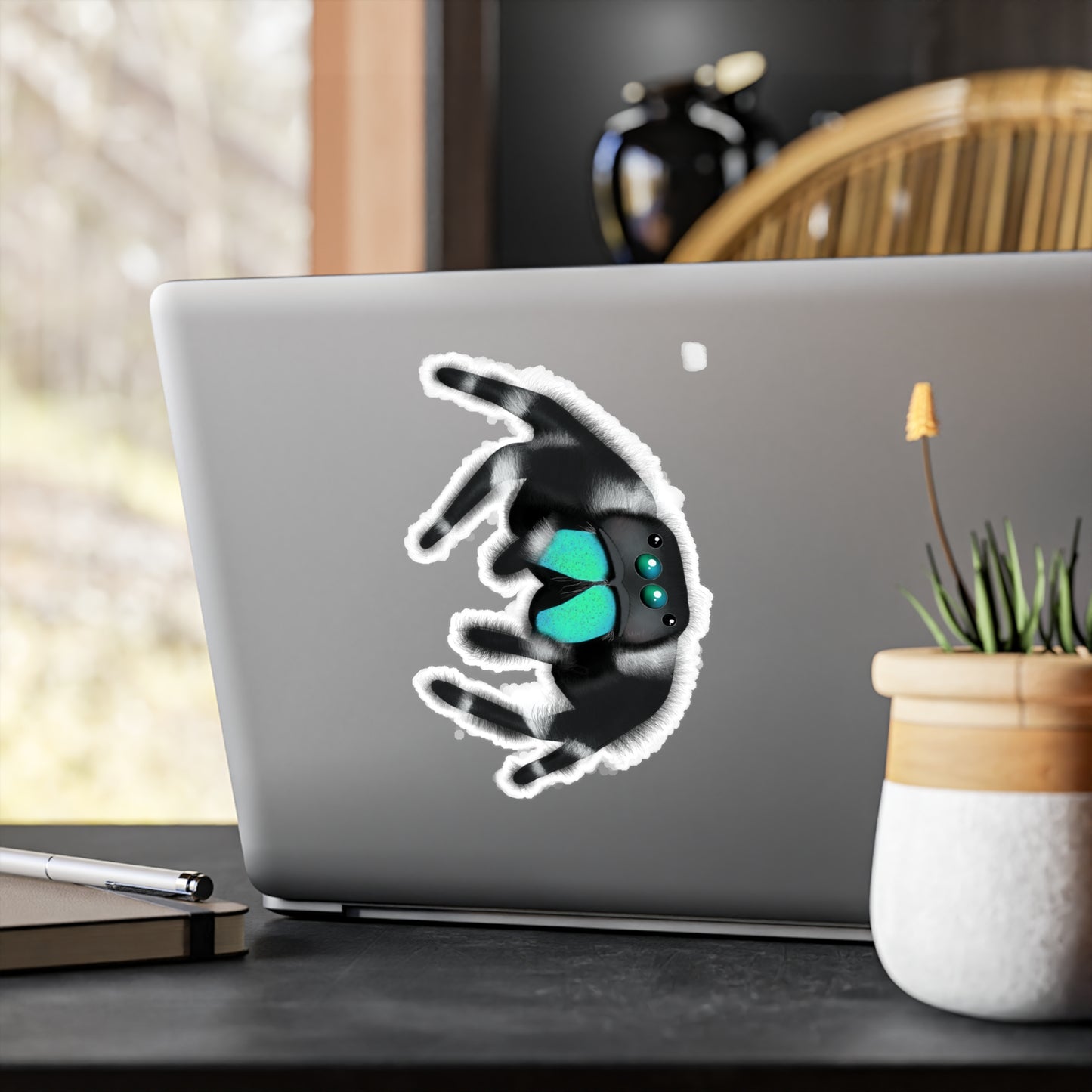 Teal Jumping Spider Kiss-Cut Vinyl Decals