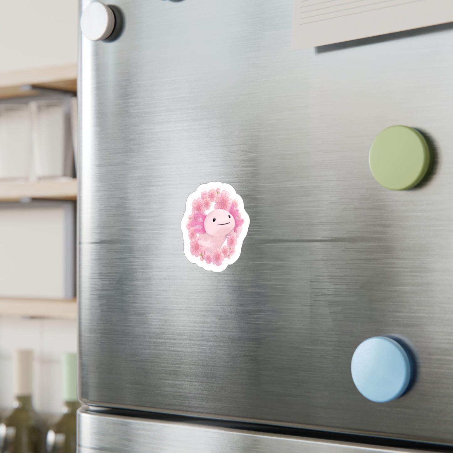 Cherry Blossom Axolotl Kiss-Cut Vinyl Decals