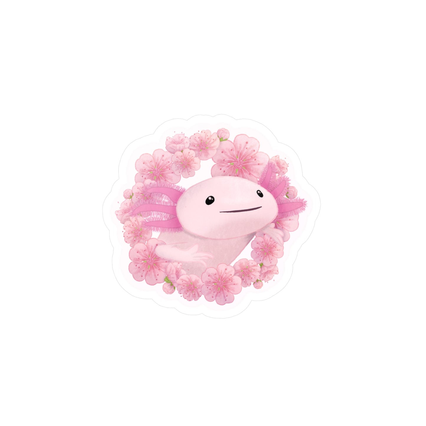 Cherry Blossom Axolotl Kiss-Cut Vinyl Decals