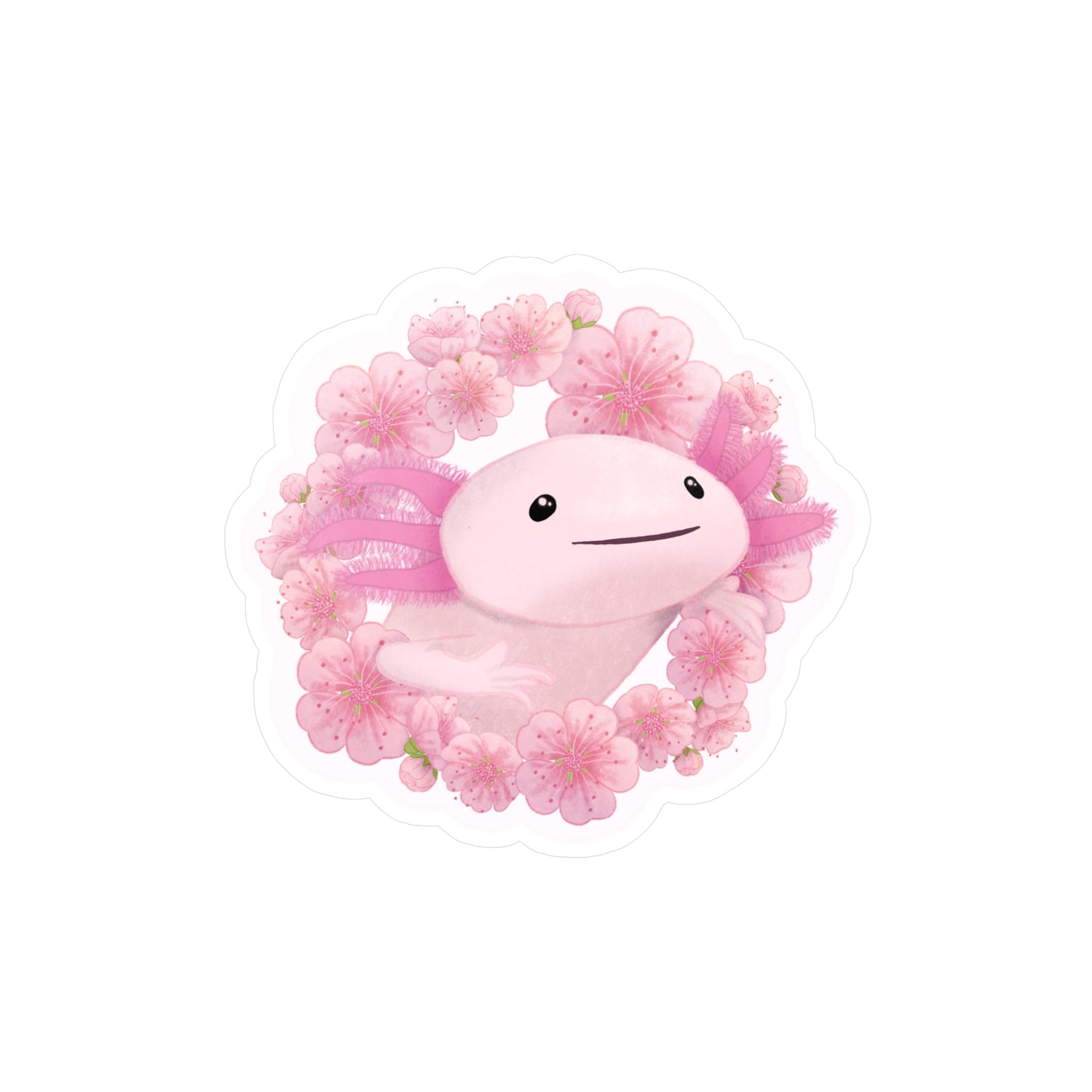 Cherry Blossom Axolotl Kiss-Cut Vinyl Decals