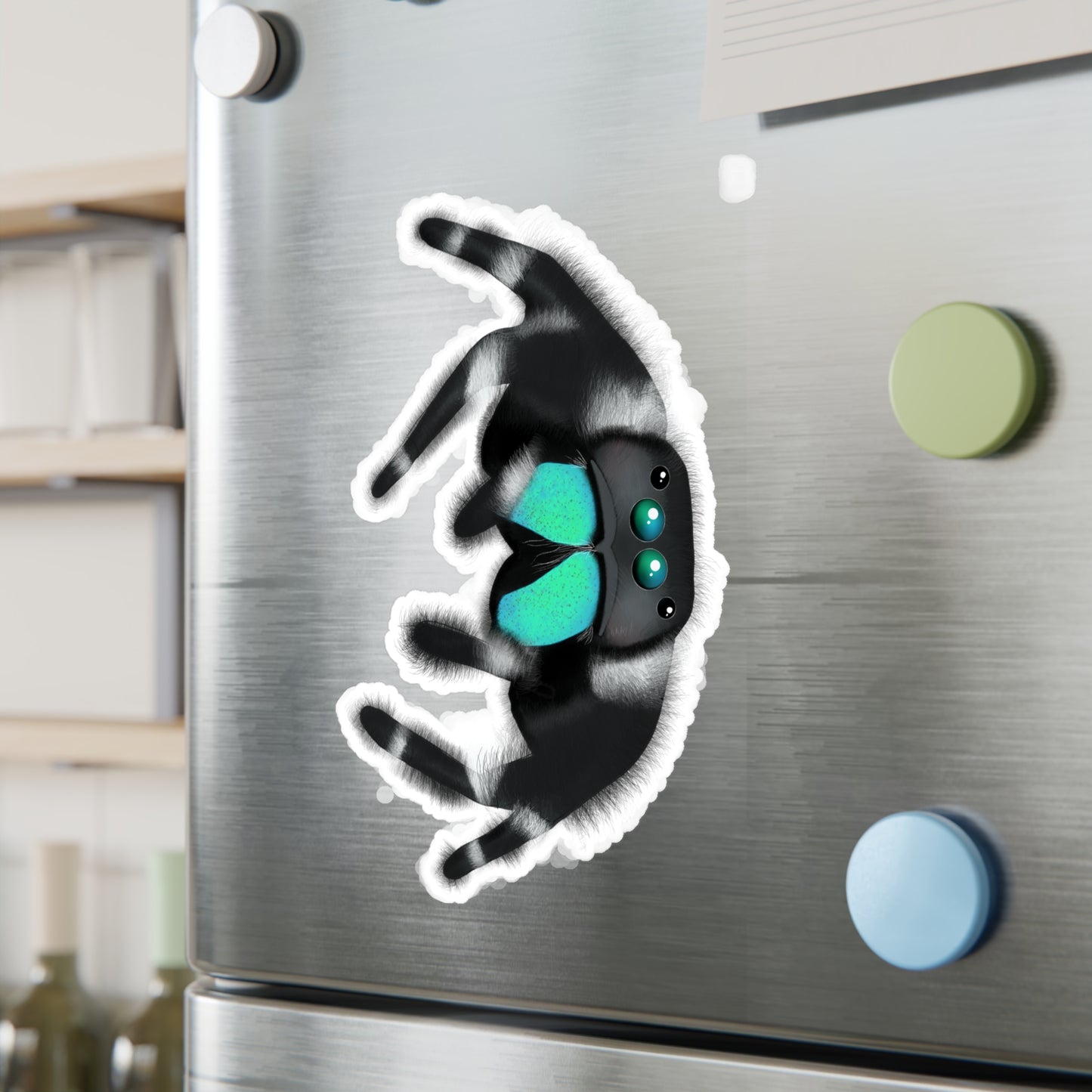 Teal Jumping Spider Kiss-Cut Vinyl Decals