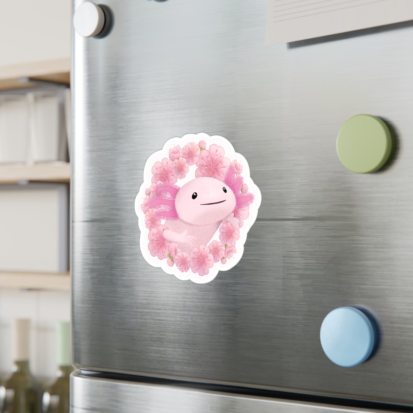 Cherry Blossom Axolotl Kiss-Cut Vinyl Decals