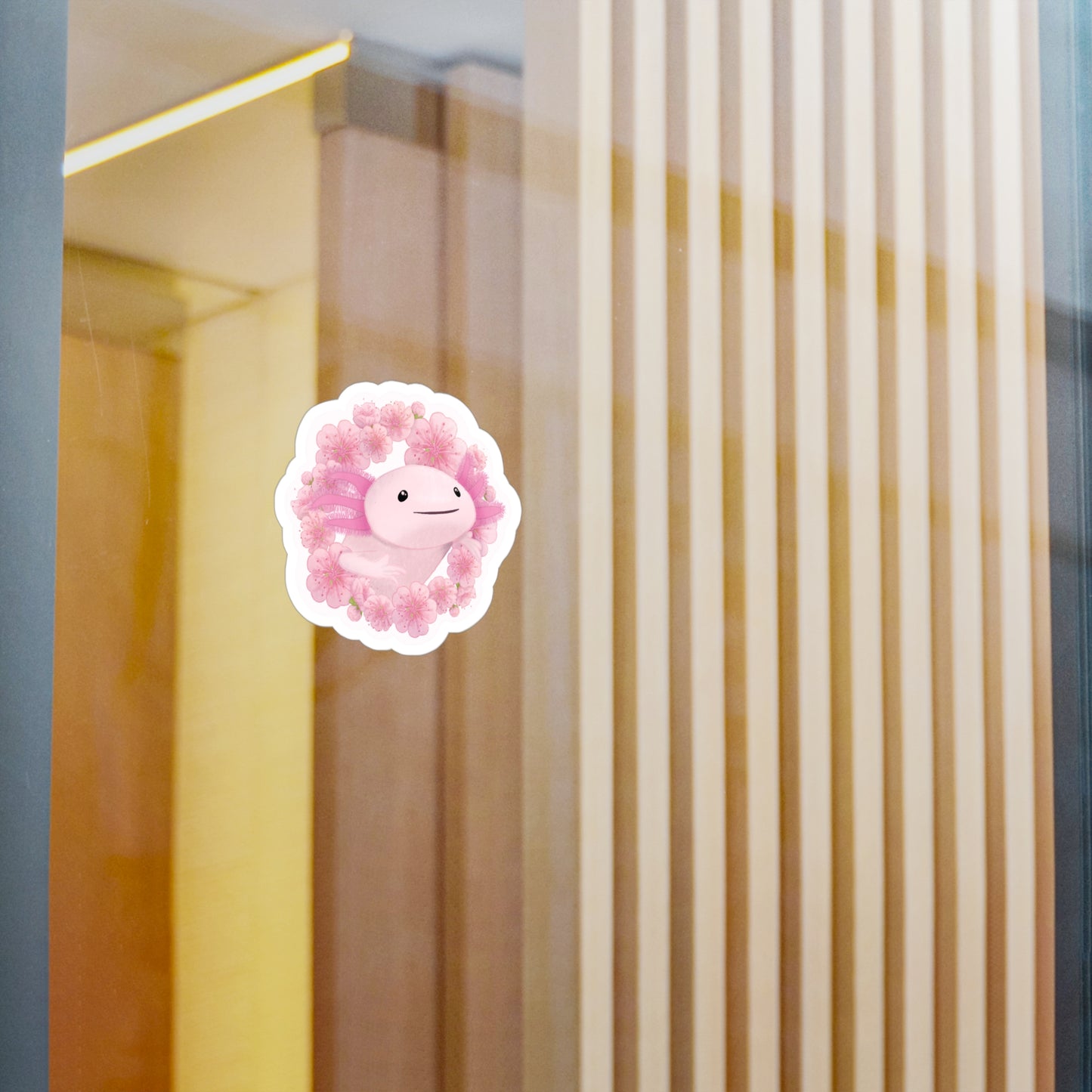 Cherry Blossom Axolotl Kiss-Cut Vinyl Decals