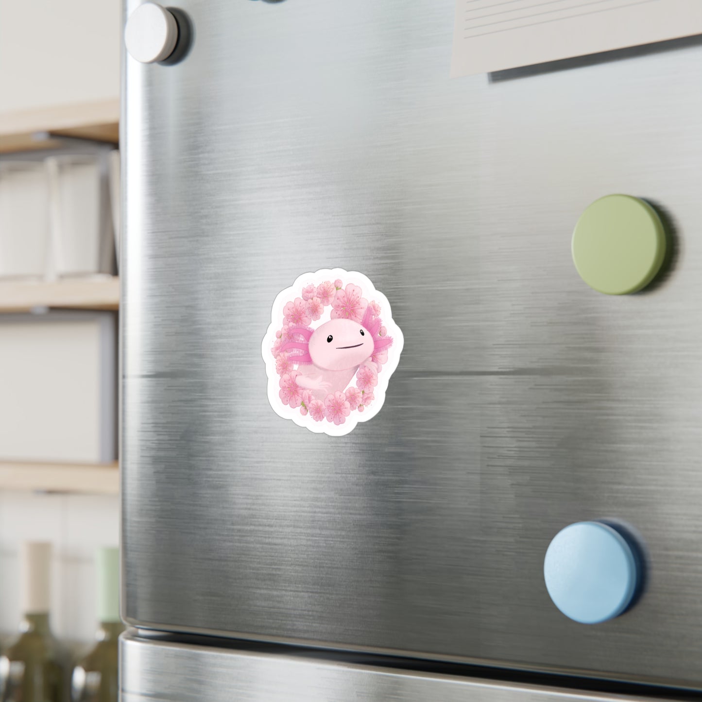 Cherry Blossom Axolotl Kiss-Cut Vinyl Decals