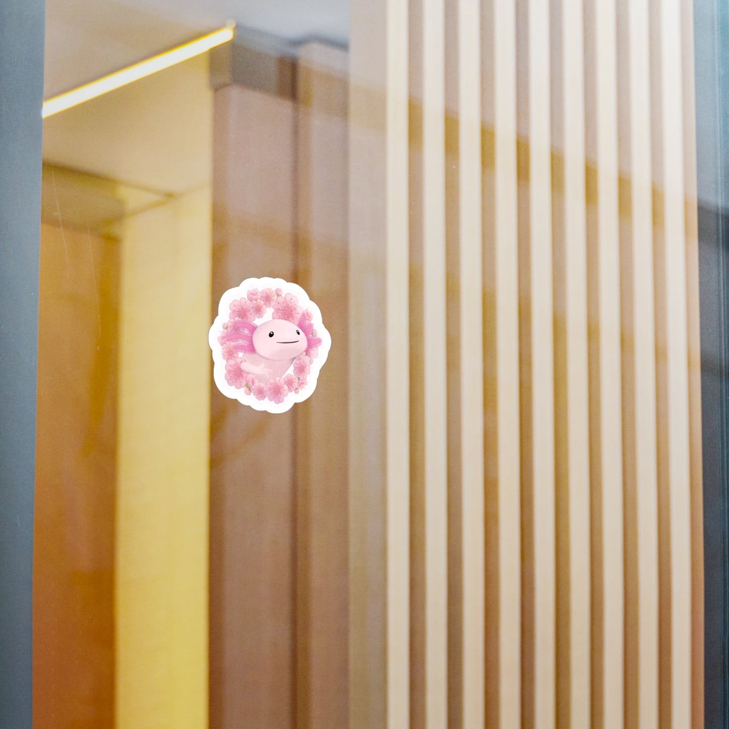 Cherry Blossom Axolotl Kiss-Cut Vinyl Decals