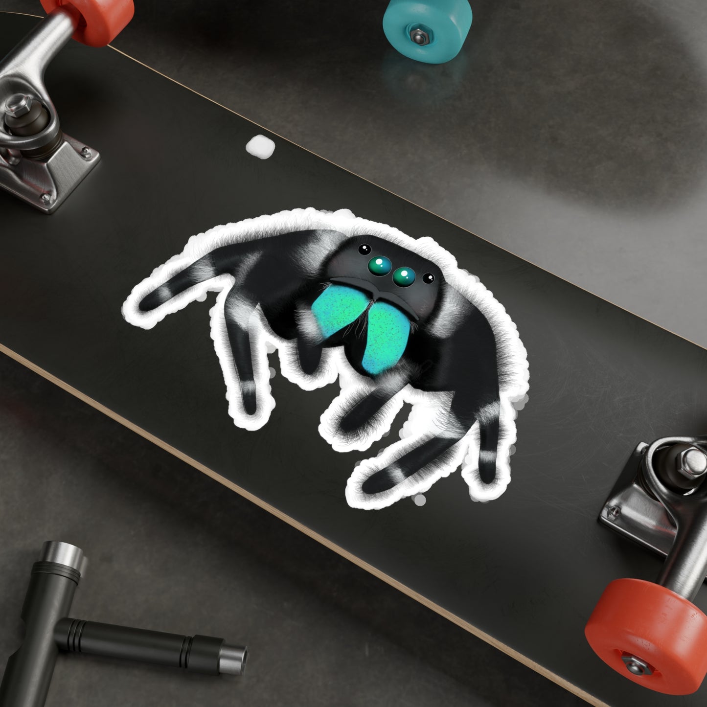 Teal Jumping Spider Kiss-Cut Vinyl Decals