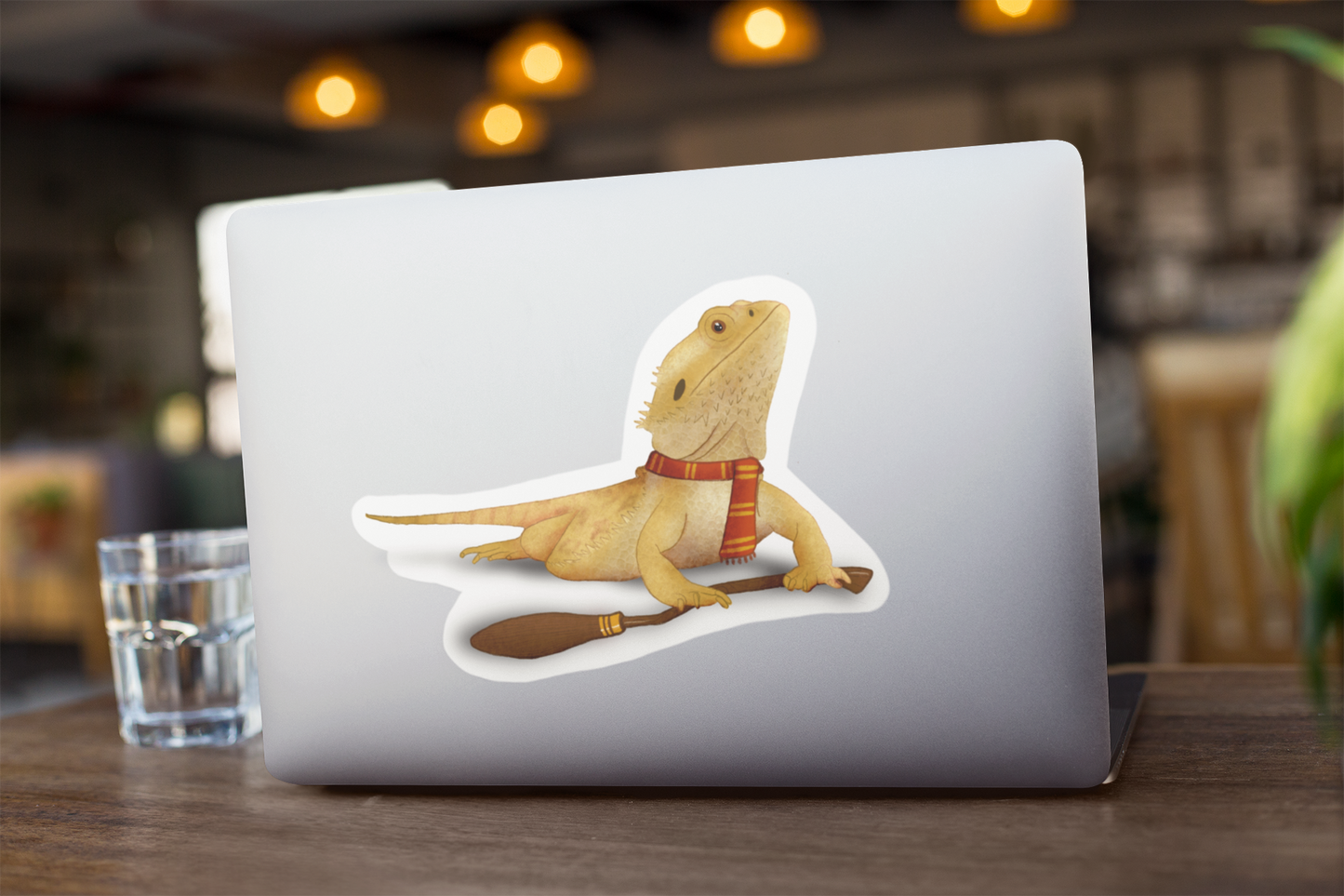 Bearded Dragon in Red Scarf Kiss-Cut Vinyl Decals