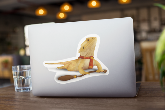 Bearded Dragon in Red Scarf Kiss-Cut Vinyl Decals