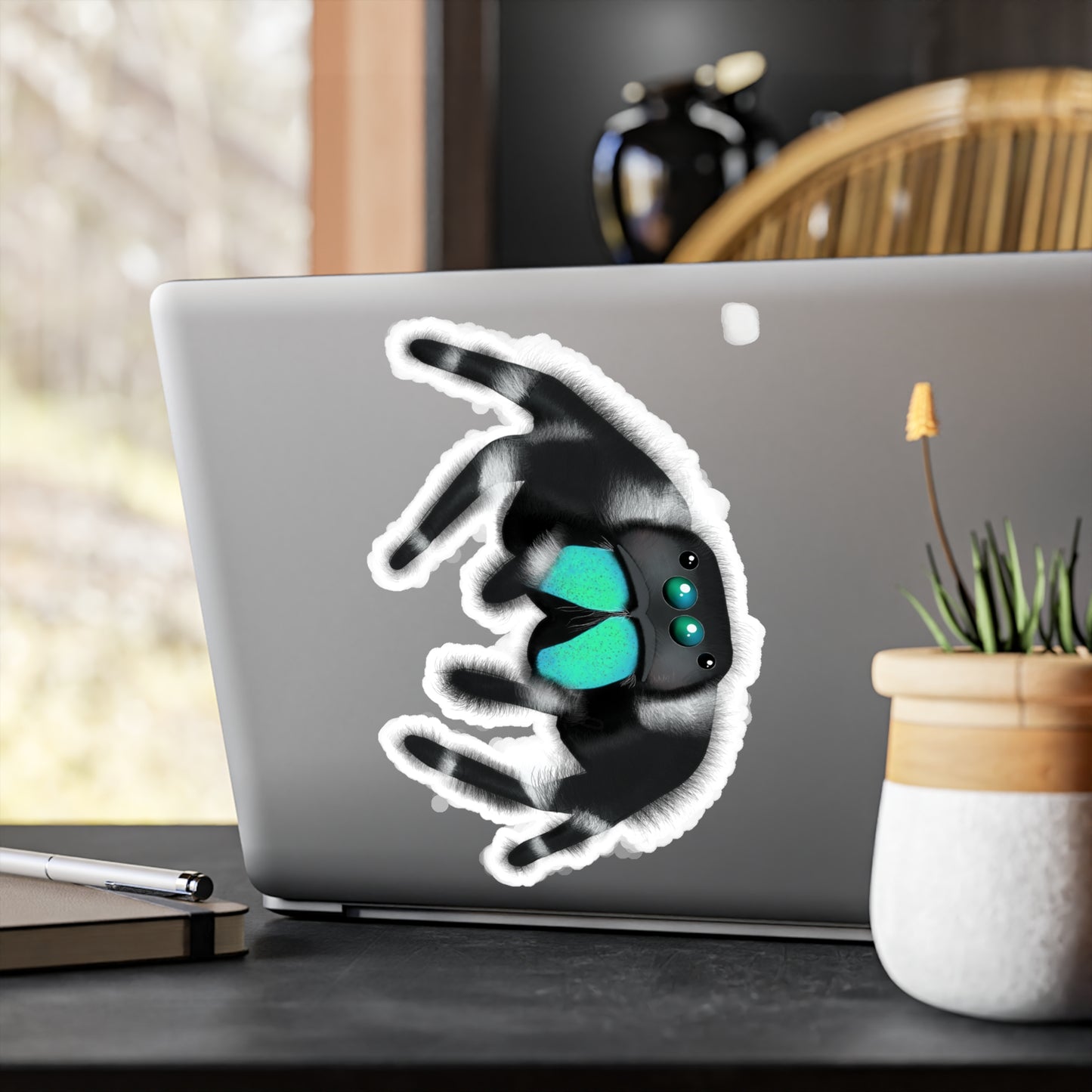Teal Jumping Spider Kiss-Cut Vinyl Decals