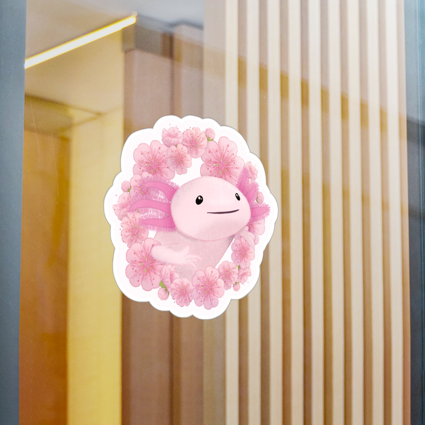 Cherry Blossom Axolotl Kiss-Cut Vinyl Decals