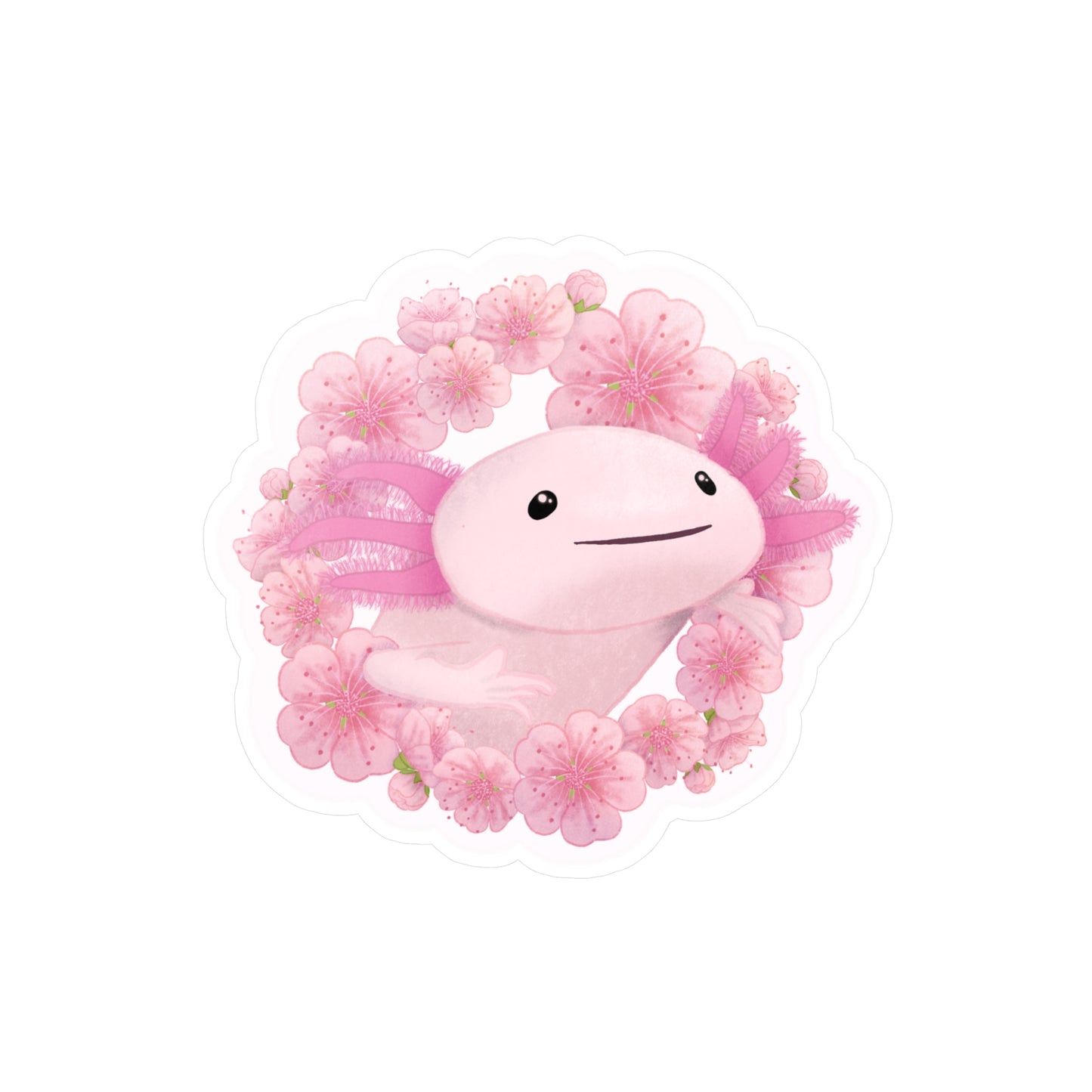 Cherry Blossom Axolotl Kiss-Cut Vinyl Decals