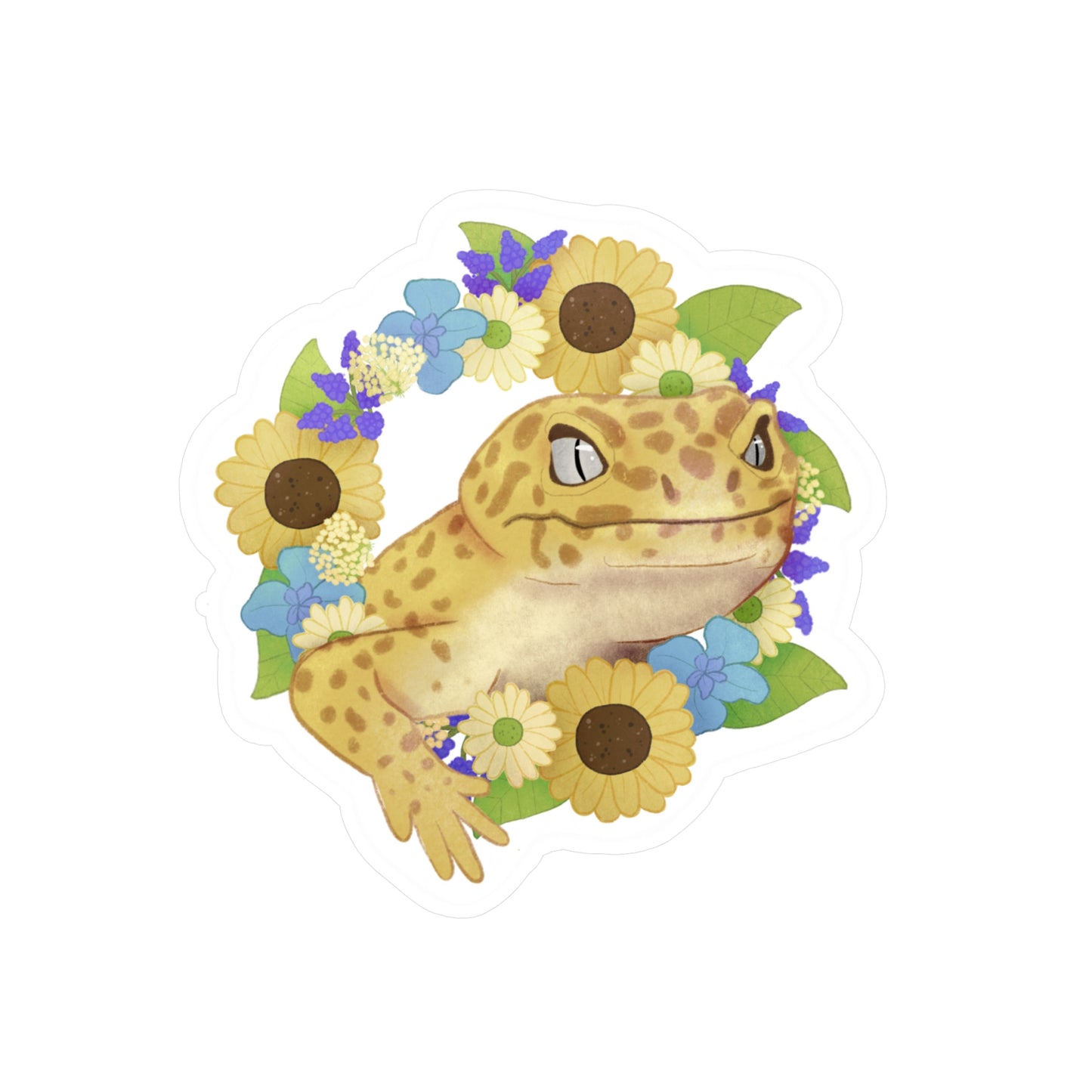 Yellow and Purple Floral Leopard Gecko Kiss-Cut Vinyl Decals