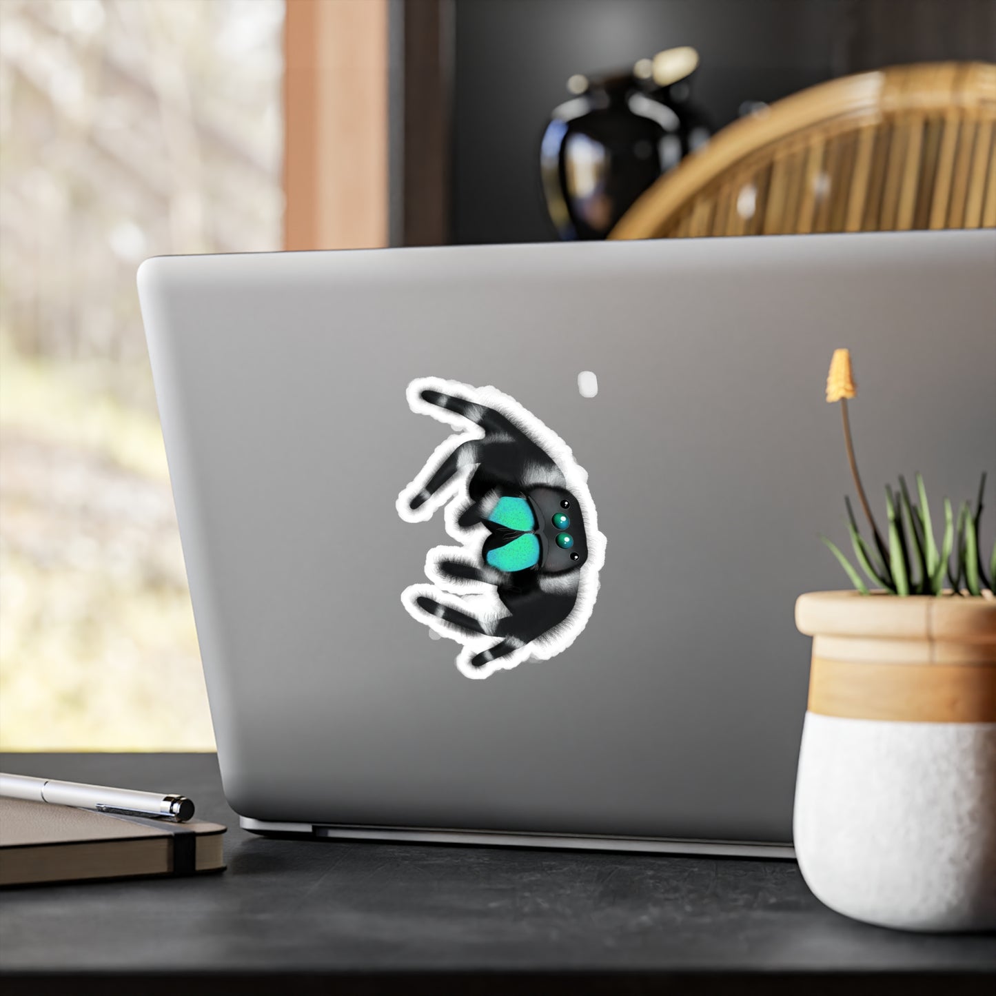Teal Jumping Spider Kiss-Cut Vinyl Decals