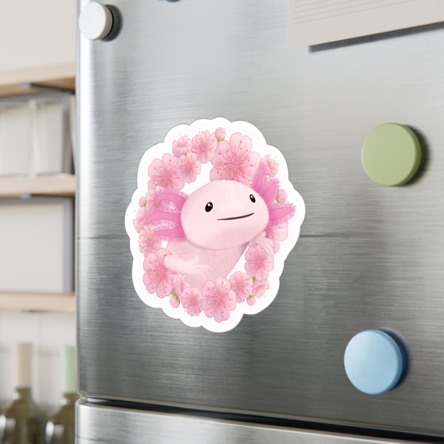 Cherry Blossom Axolotl Kiss-Cut Vinyl Decals