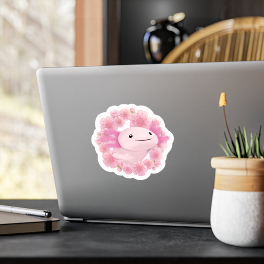 Cherry Blossom Axolotl Kiss-Cut Vinyl Decals