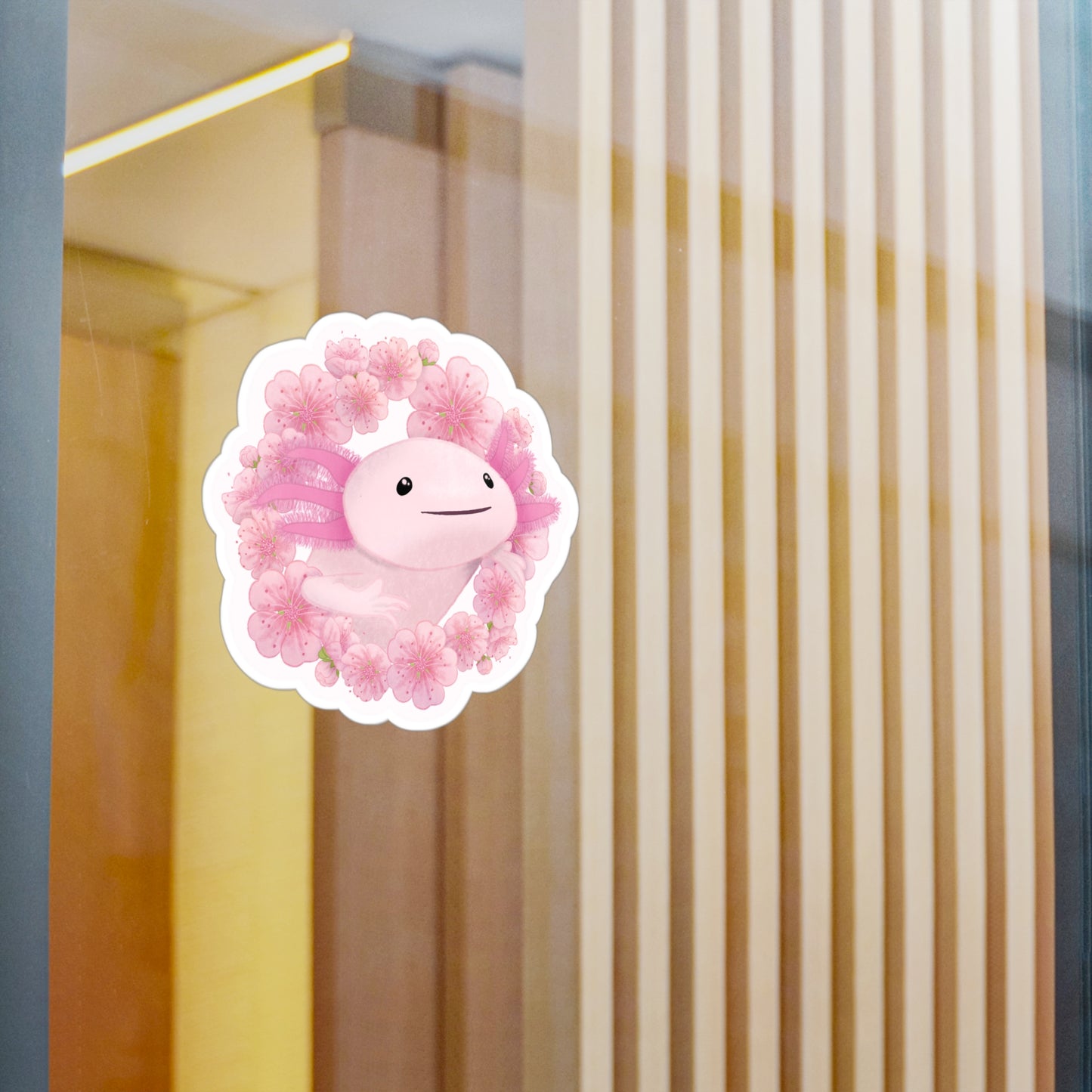 Cherry Blossom Axolotl Kiss-Cut Vinyl Decals