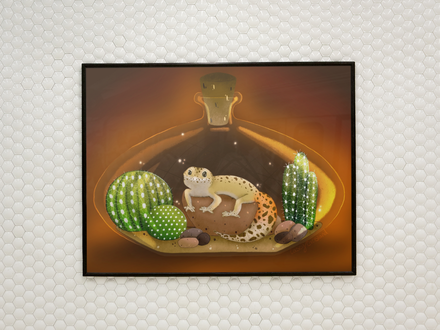 Leopard Gecko in Jar Framed matte paper poster
