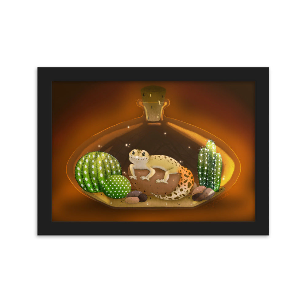 Leopard Gecko in Jar Framed matte paper poster