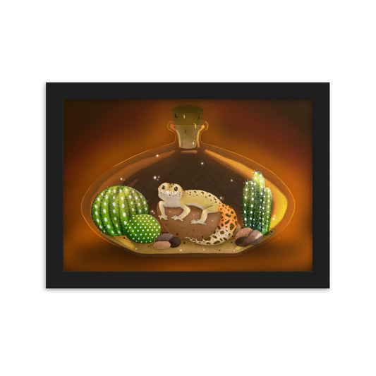 Leopard Gecko in Jar Framed matte paper poster
