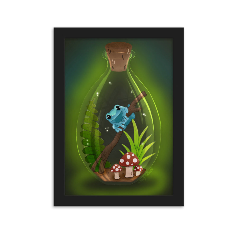 Frog in Jar Framed matte paper poster