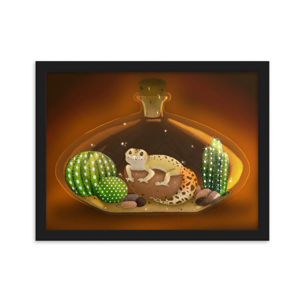 Leopard Gecko in Jar Framed matte paper poster
