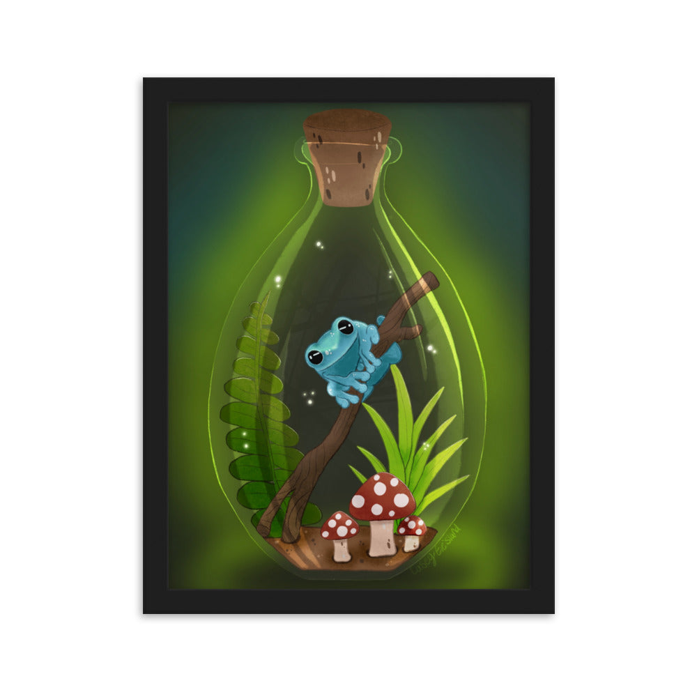 Frog in Jar Framed matte paper poster