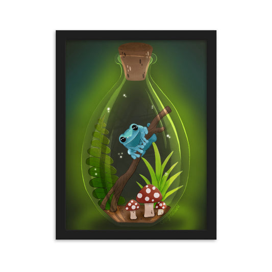Frog in Jar Framed matte paper poster
