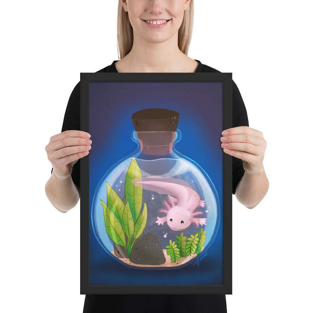 Axolotl in Jar Framed poster