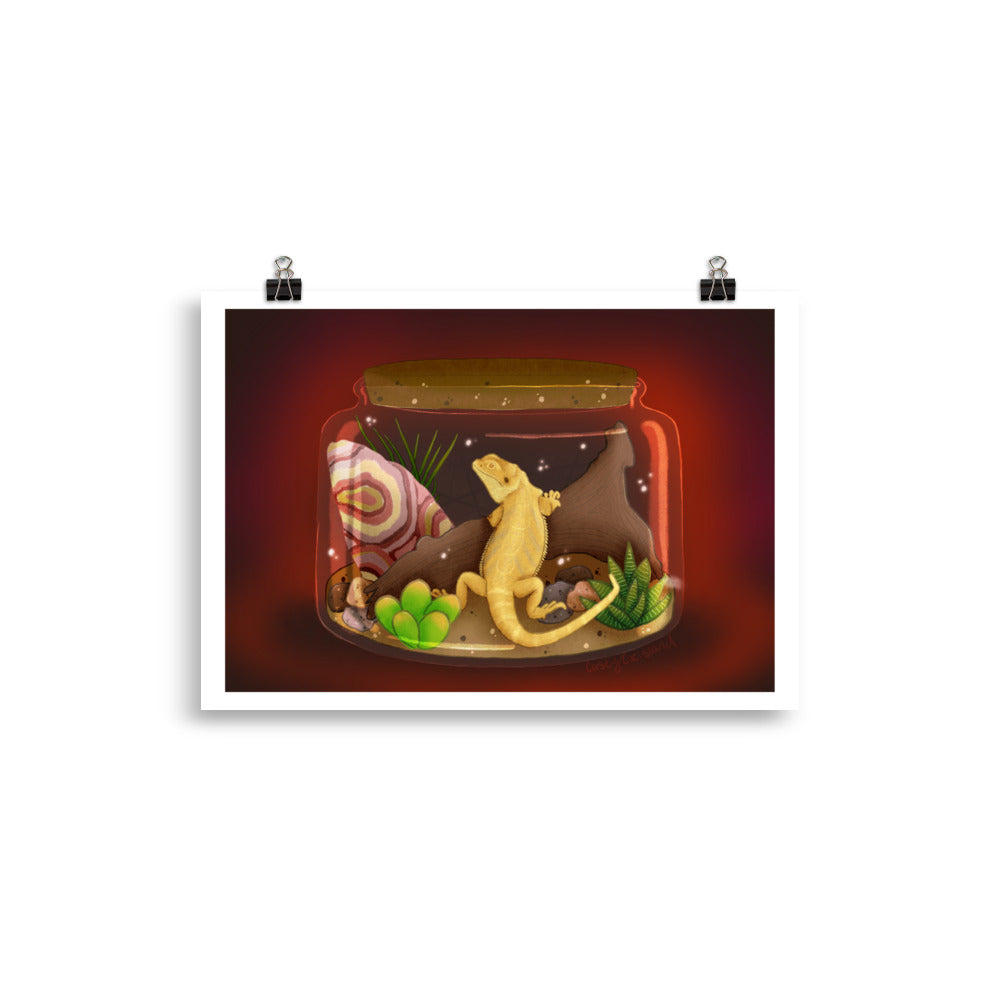Bearded Dragon in Jar Poster with border