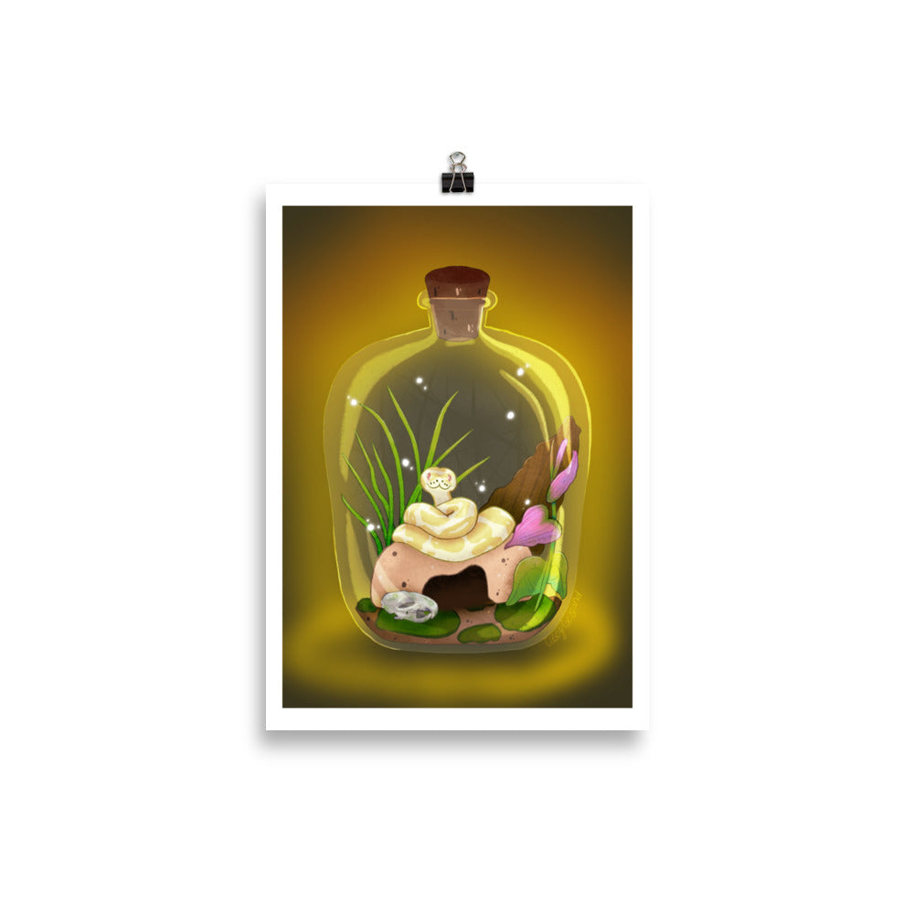 Ball Python in Jar Poster with border