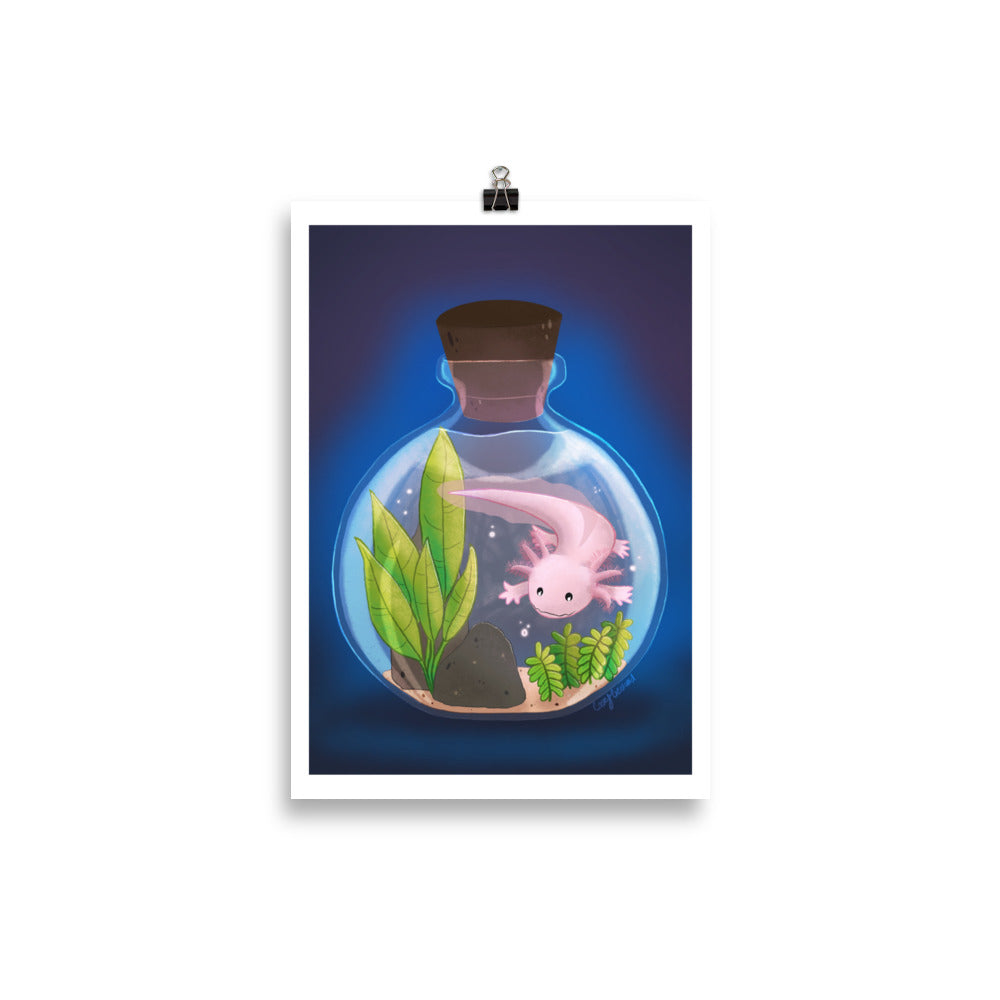 Axolotl in Jar Poster with border