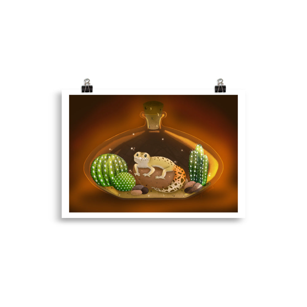 Leopard Gecko in Jar Poster with border