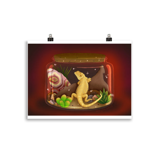 Bearded Dragon in Jar Poster with border