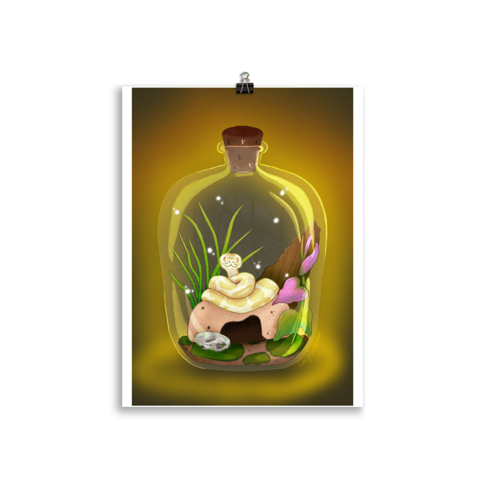 Ball Python in Jar Poster with border