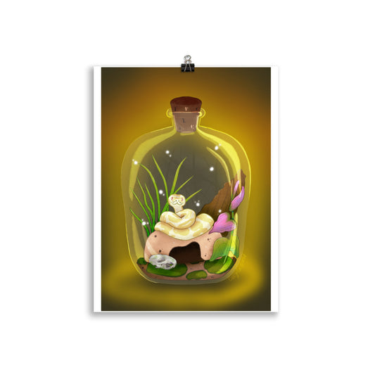 Ball Python in Jar Poster with border