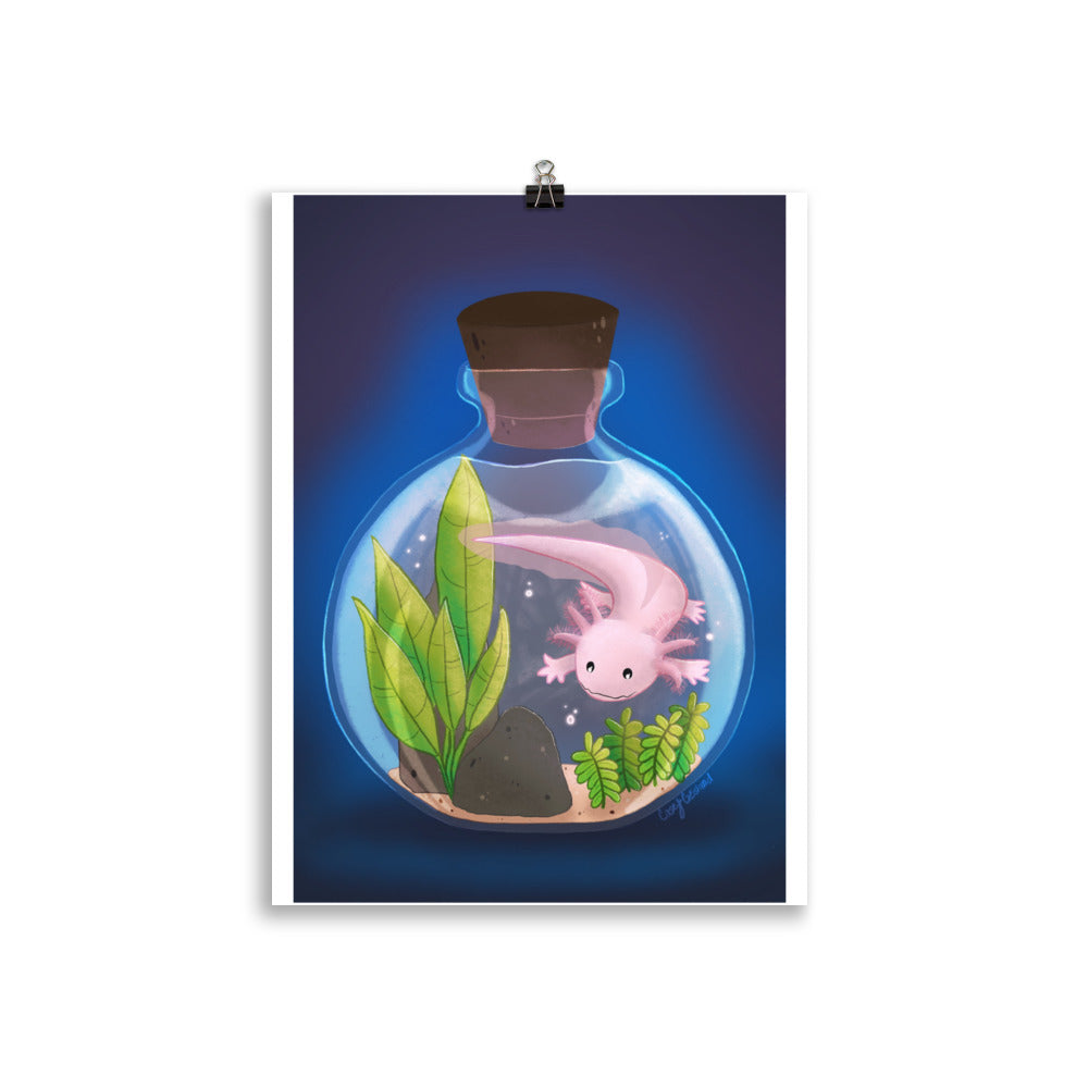 Axolotl in Jar Poster with border