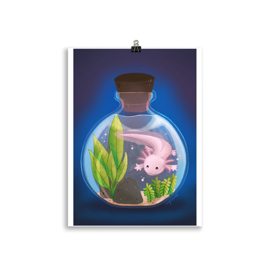 Axolotl in Jar Poster with border